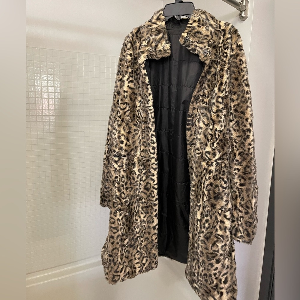 Cheetah print faux fur coat